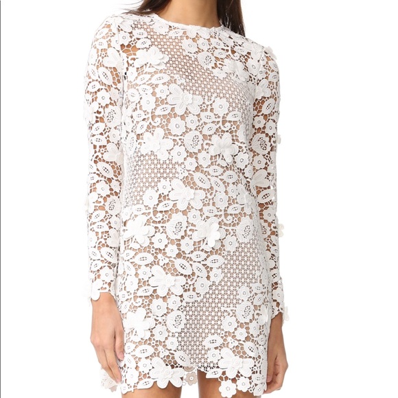 self portrait 3d floral mini dress white